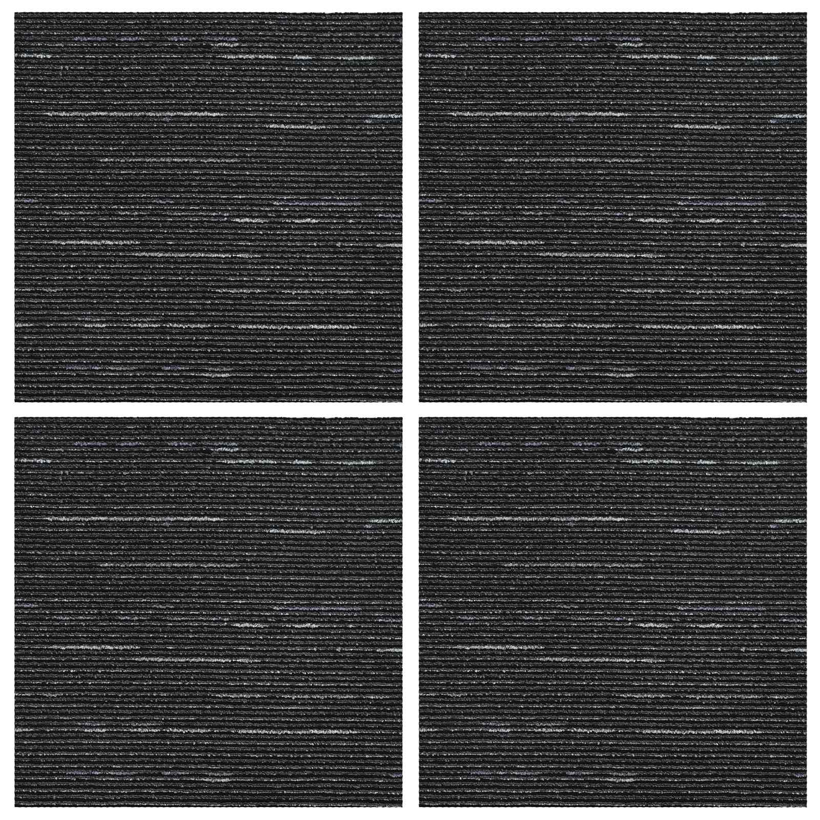vidaXL Płytka dywanowa Wzorzysty Czarny 50 x 50 cm 4 pcs PP i bitum