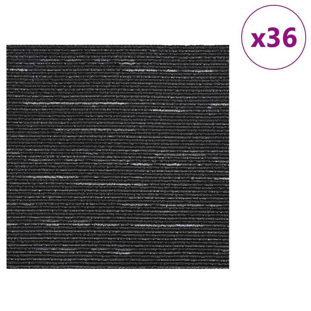 vidaXL Płytka dywanowa Wzorzysty Czarny 50 x 50 cm 36 pcs PP i bitum