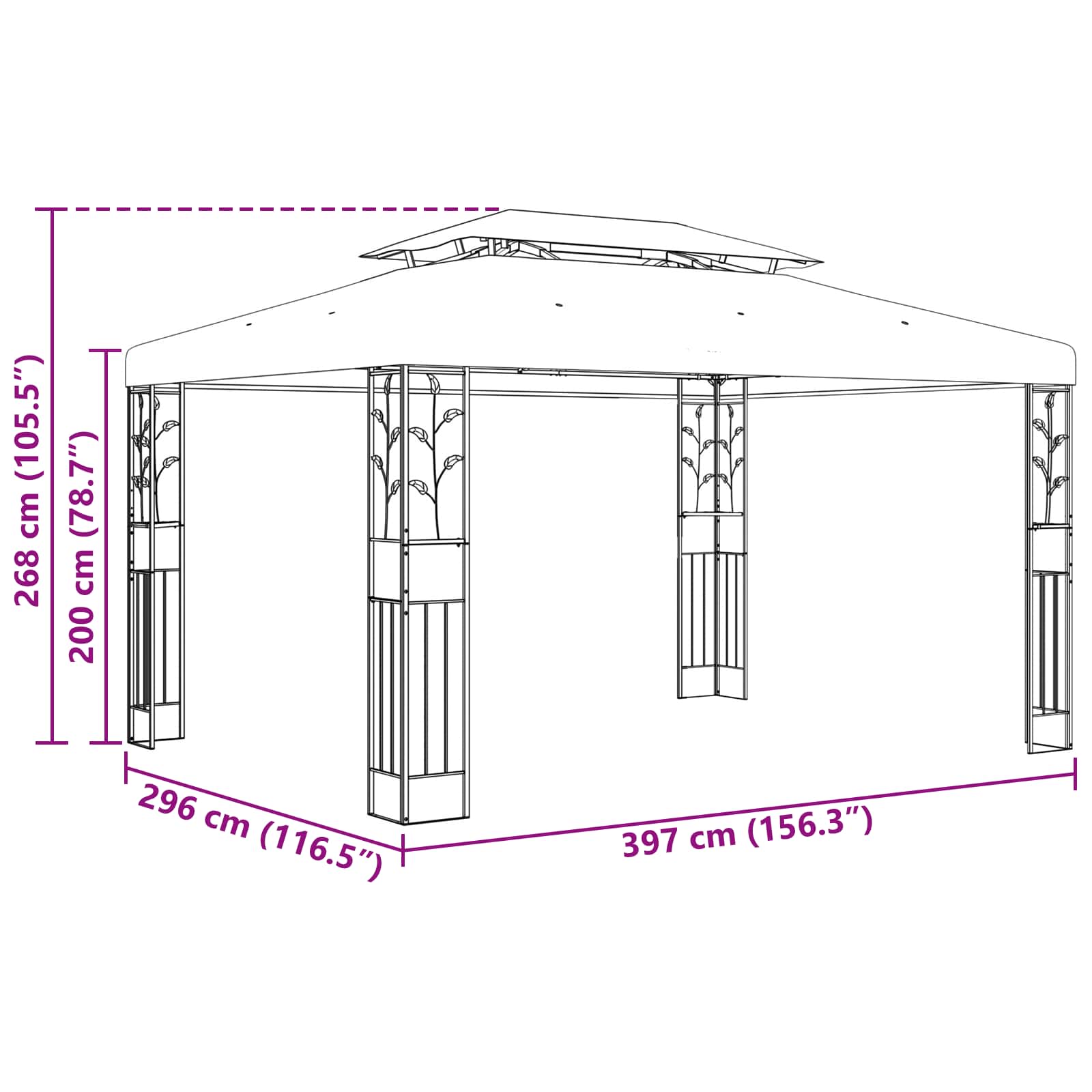 vidaXL Altana 3,97 x 2,96 x 2,68 m zielony Poliester i Stal