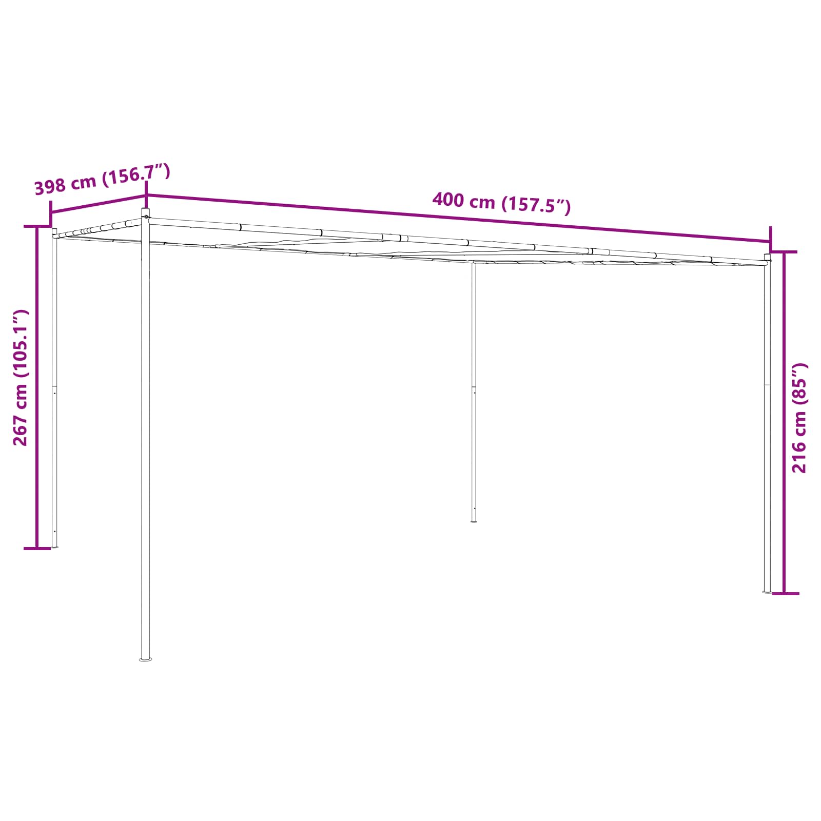 vidaXL Altana 4 x 3,98 x 2,67 m zielony Poliester i Stal
