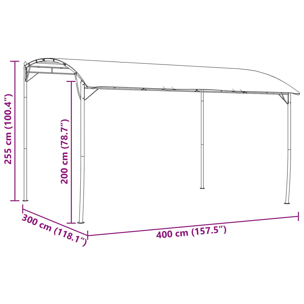 vidaXL Altana 4 x 3 x 2,55 m zielony Stal malowana proszkowo i tkanina