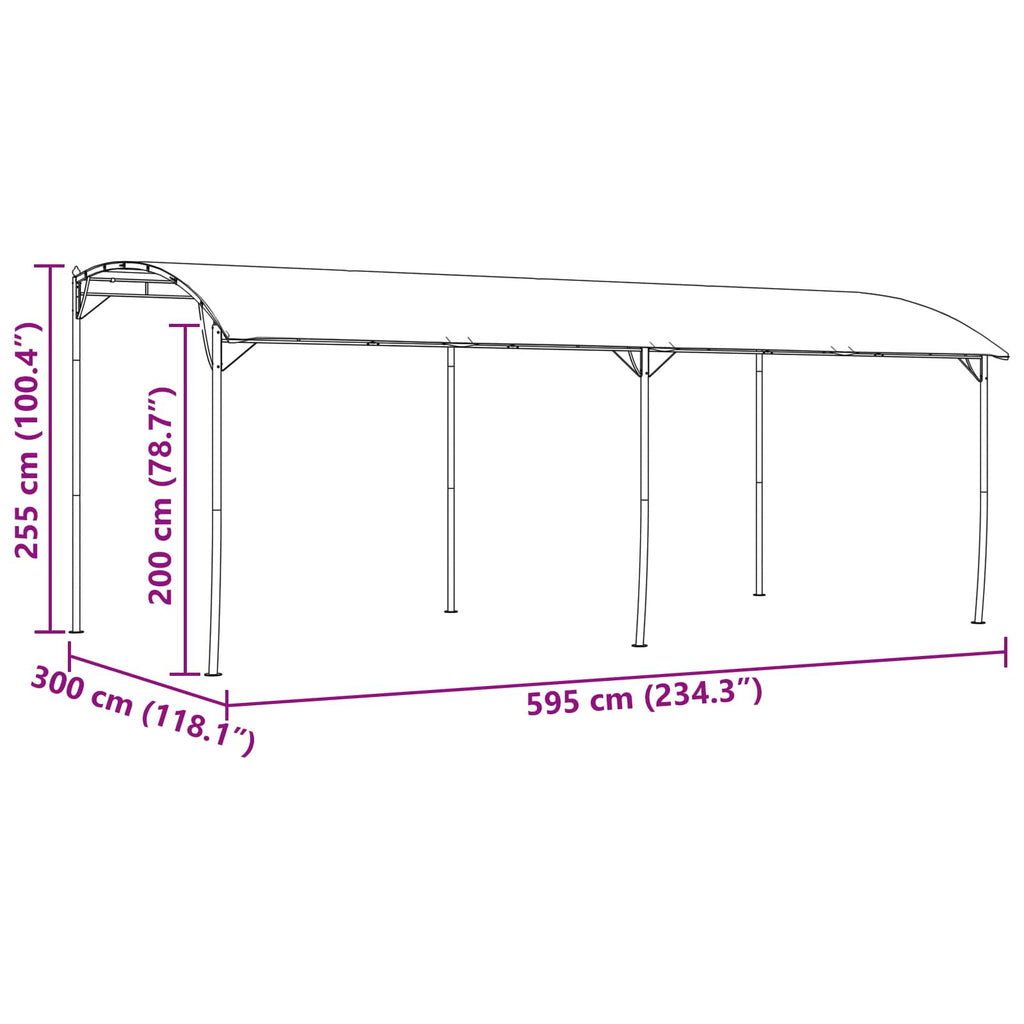 vidaXL Altana 6 x 3 x 2,55 m zielony Stal malowana proszkowo i tkanina