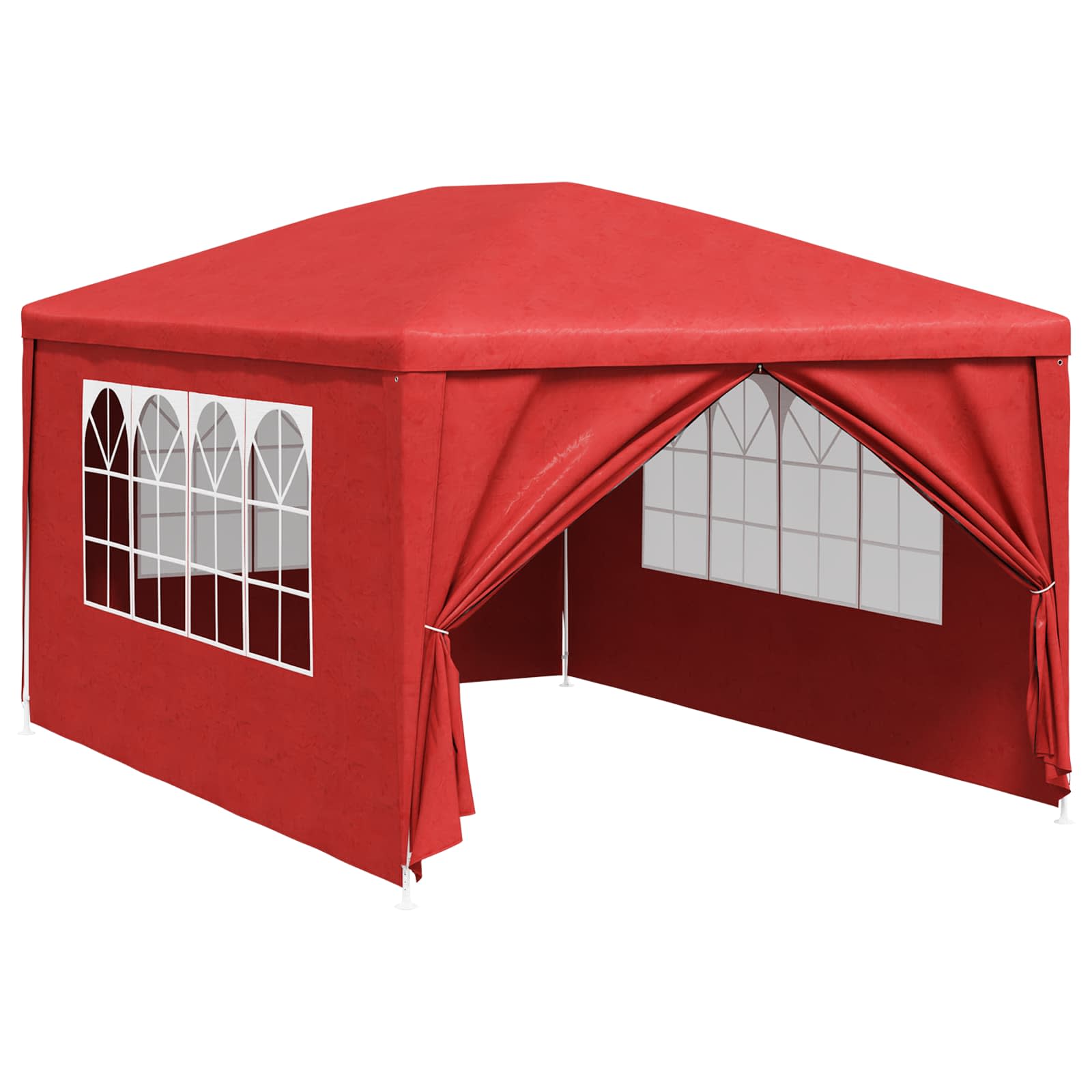 vidaXL Namiot Imprezowy 400 x 300 x 255 cm czerwony PE i stal