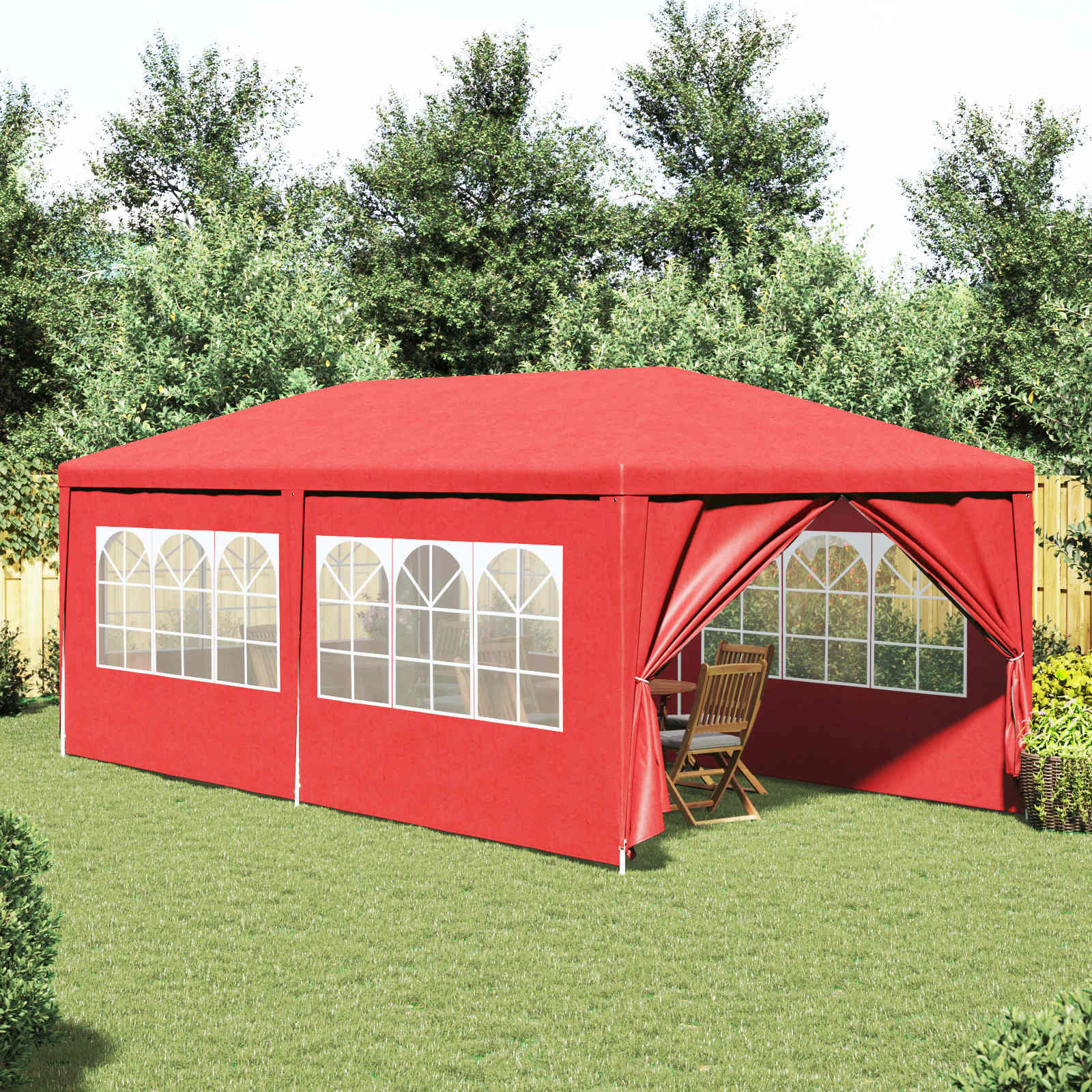 vidaXL Namiot Imprezowy 600 x 300 x 255 cm czerwony PE i stal
