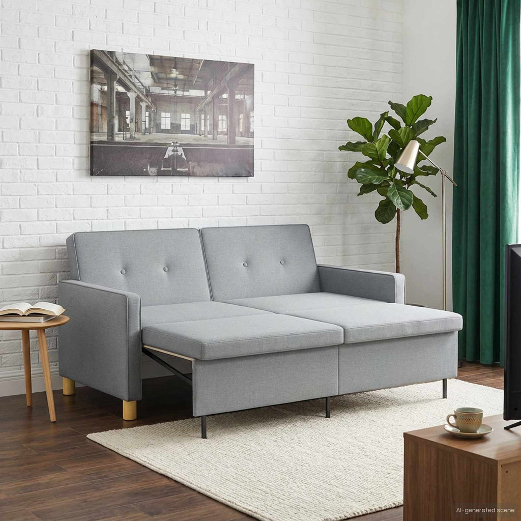 vidaXL Rozkładana sofa Jasnozielony tkanina