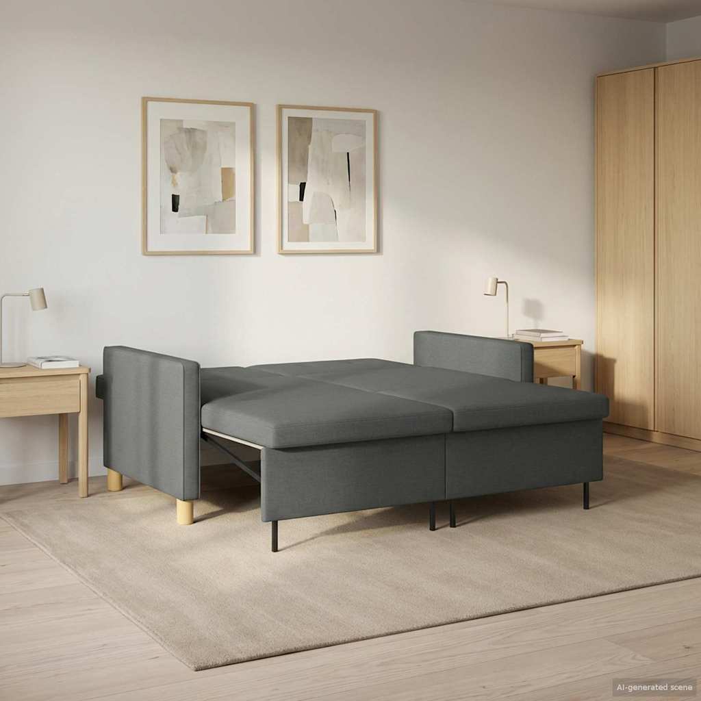 vidaXL Rozkładana sofa ciemnoszary tkanina