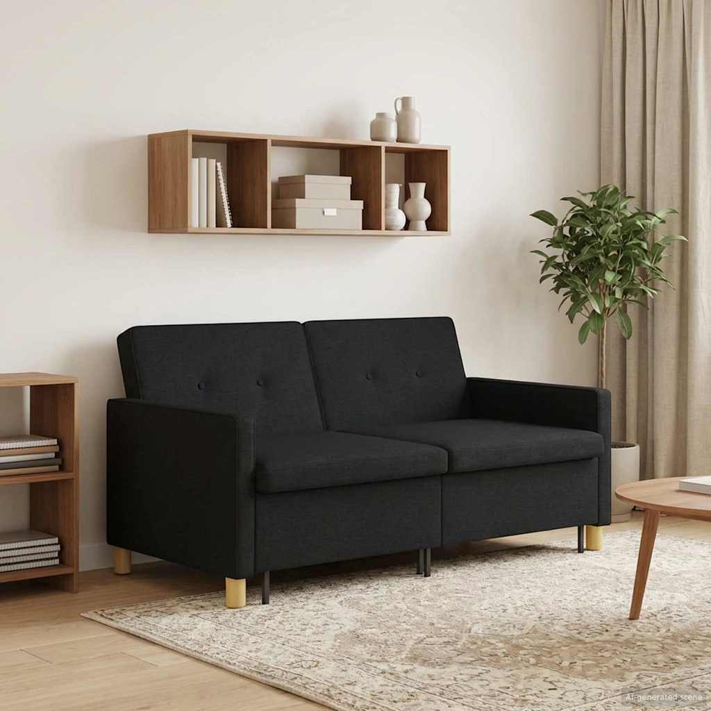 vidaXL Rozkładana sofa Czarny tkanina