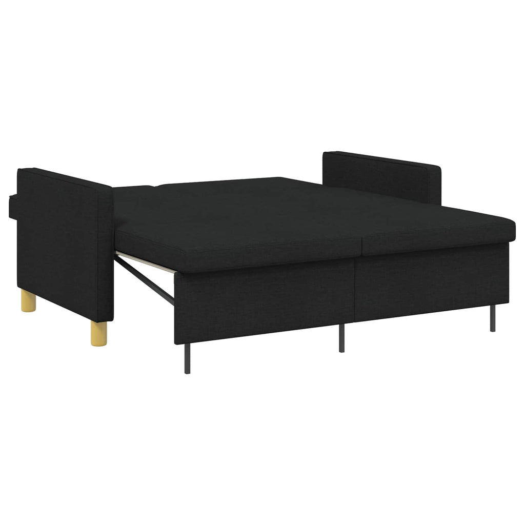 vidaXL Rozkładana sofa Czarny tkanina