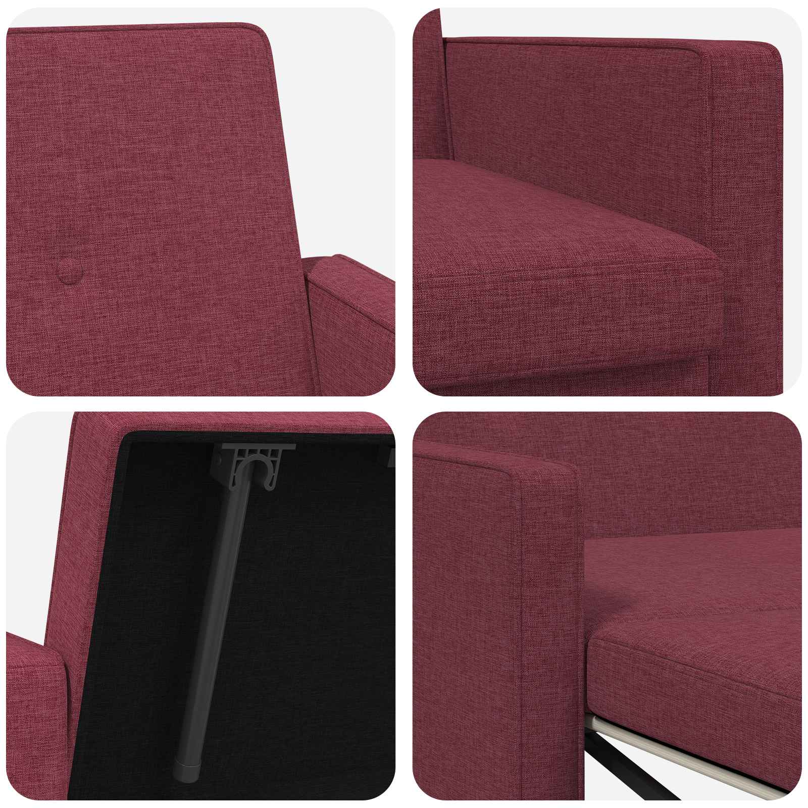 vidaXL Rozkładana sofa Czerwone wino tkanina