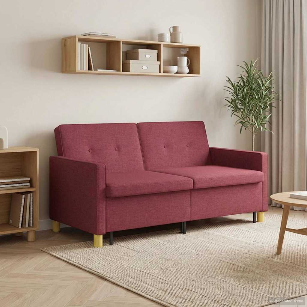 vidaXL Rozkładana sofa Czerwone wino tkanina