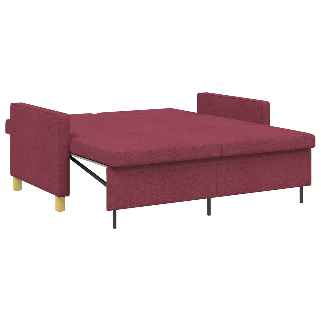 vidaXL Rozkładana sofa Czerwone wino tkanina