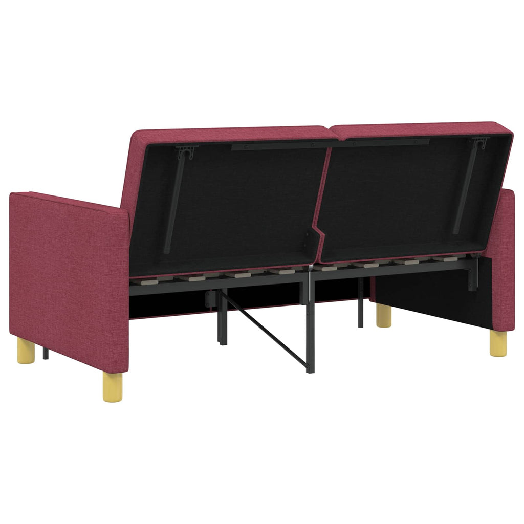 vidaXL Rozkładana sofa Czerwone wino tkanina