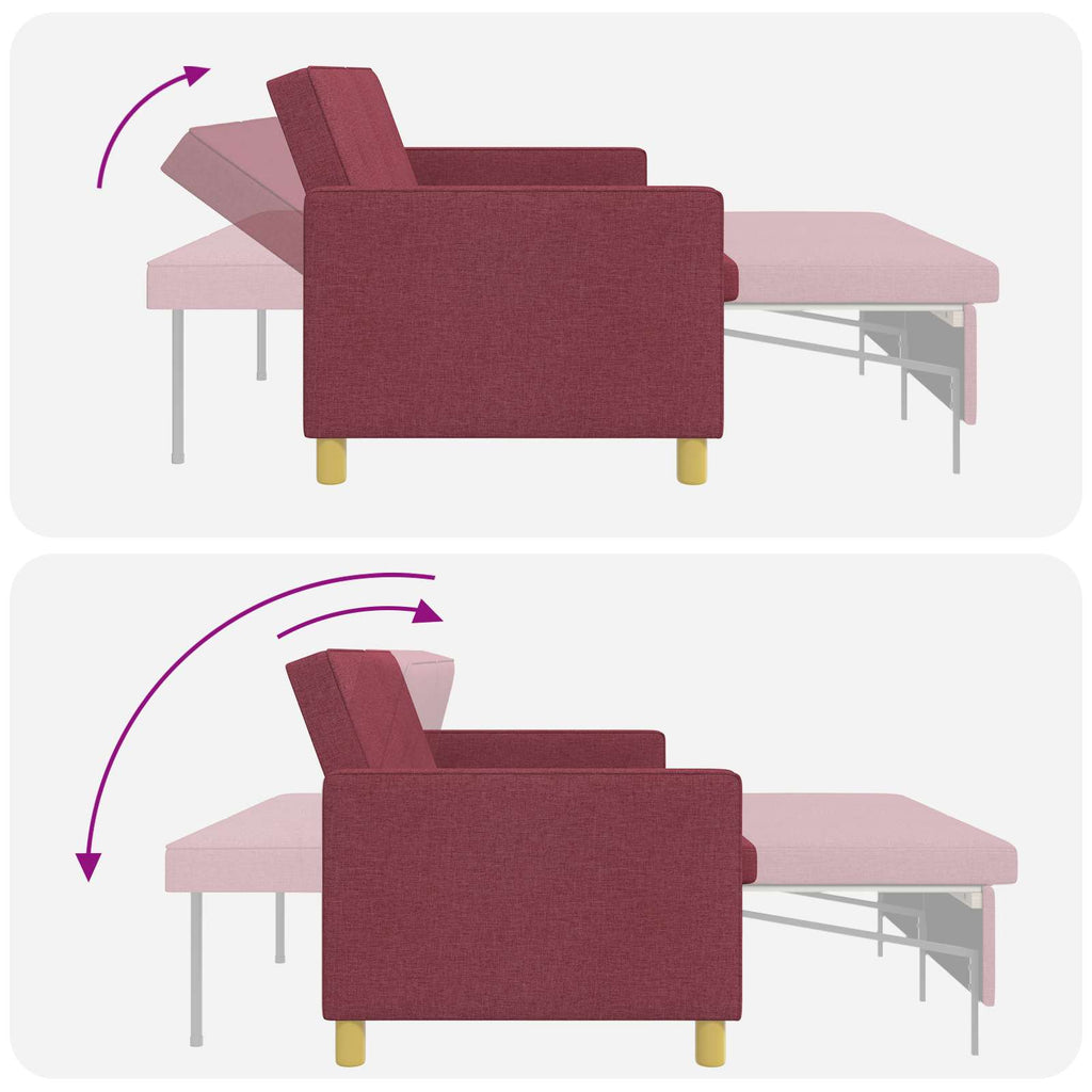 vidaXL Rozkładana sofa Czerwone wino tkanina