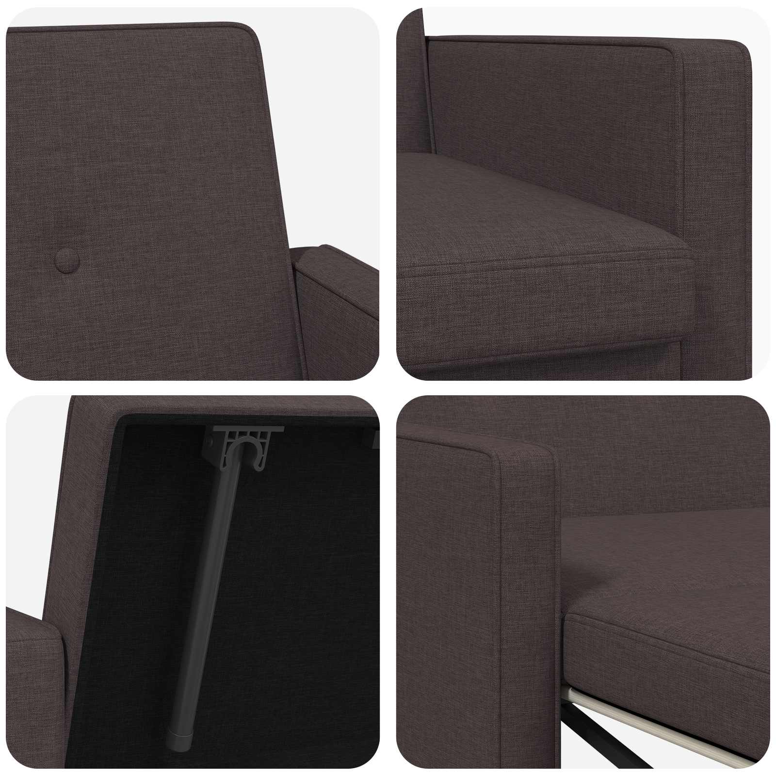 vidaXL Rozkładana sofa Ciemny brąz tkanina