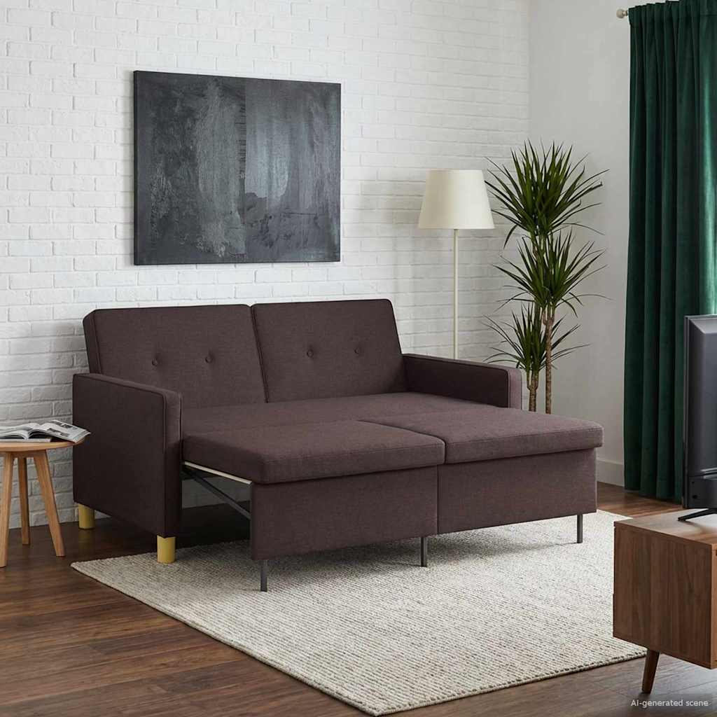vidaXL Rozkładana sofa Ciemny brąz tkanina