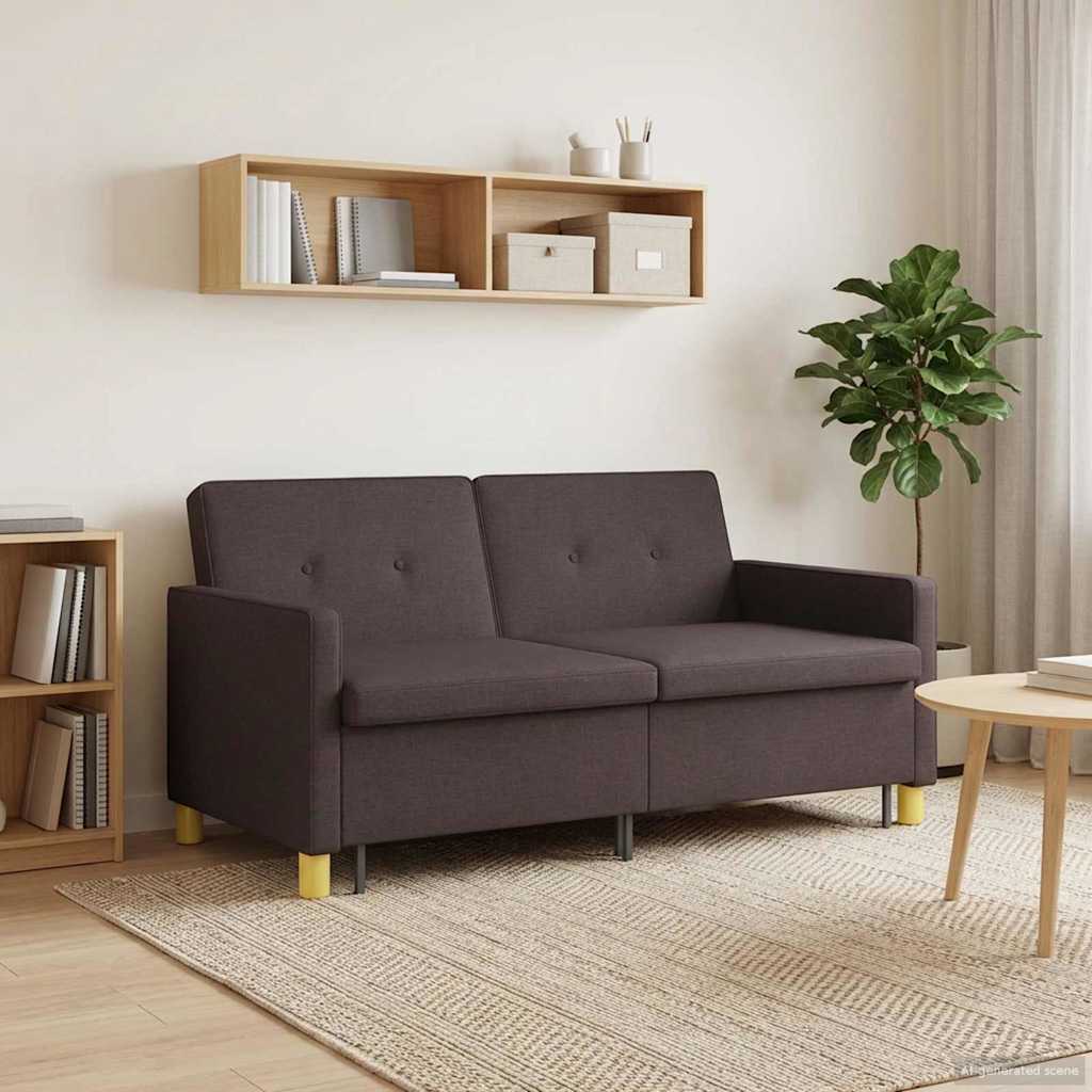 vidaXL Rozkładana sofa Ciemny brąz tkanina
