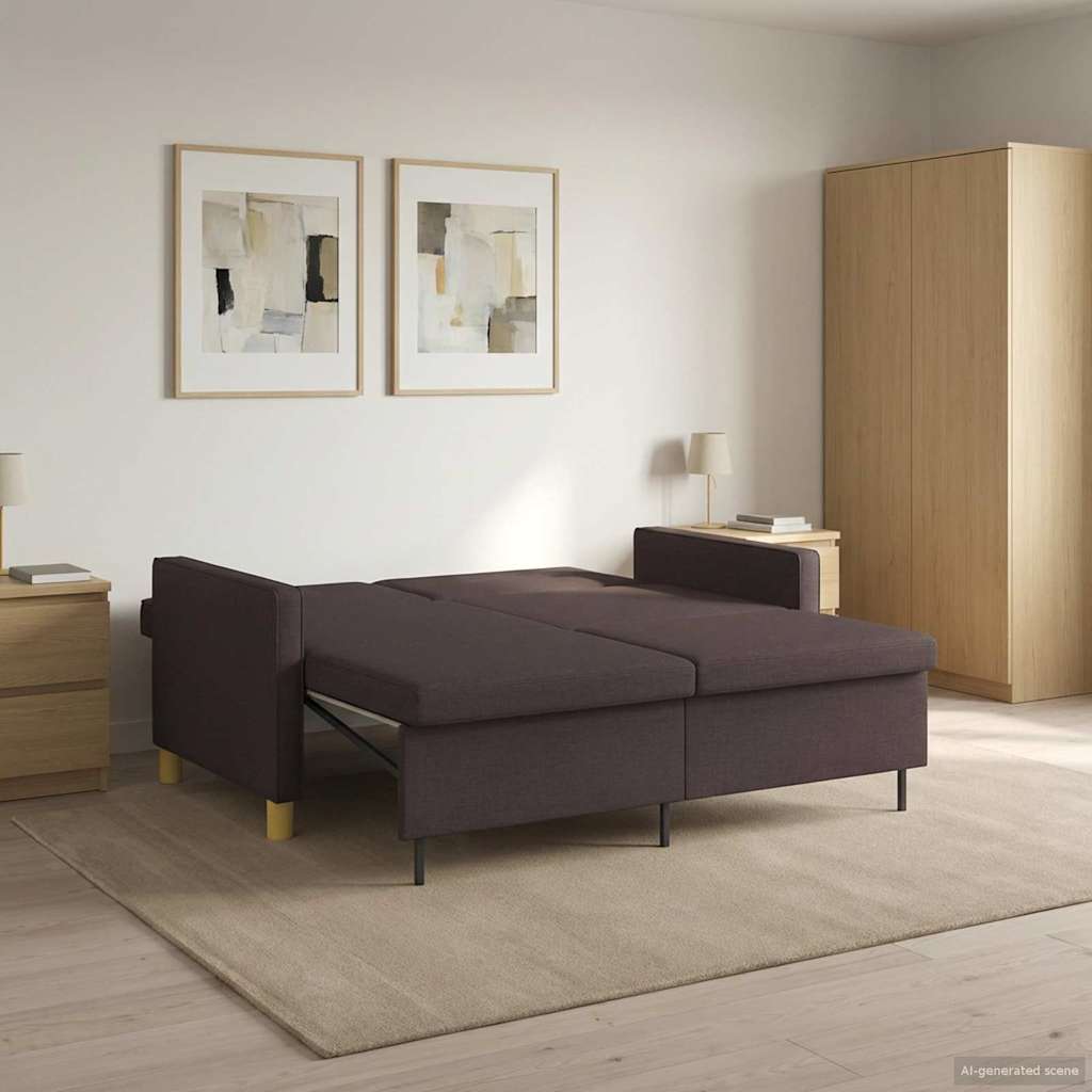 vidaXL Rozkładana sofa Ciemny brąz tkanina