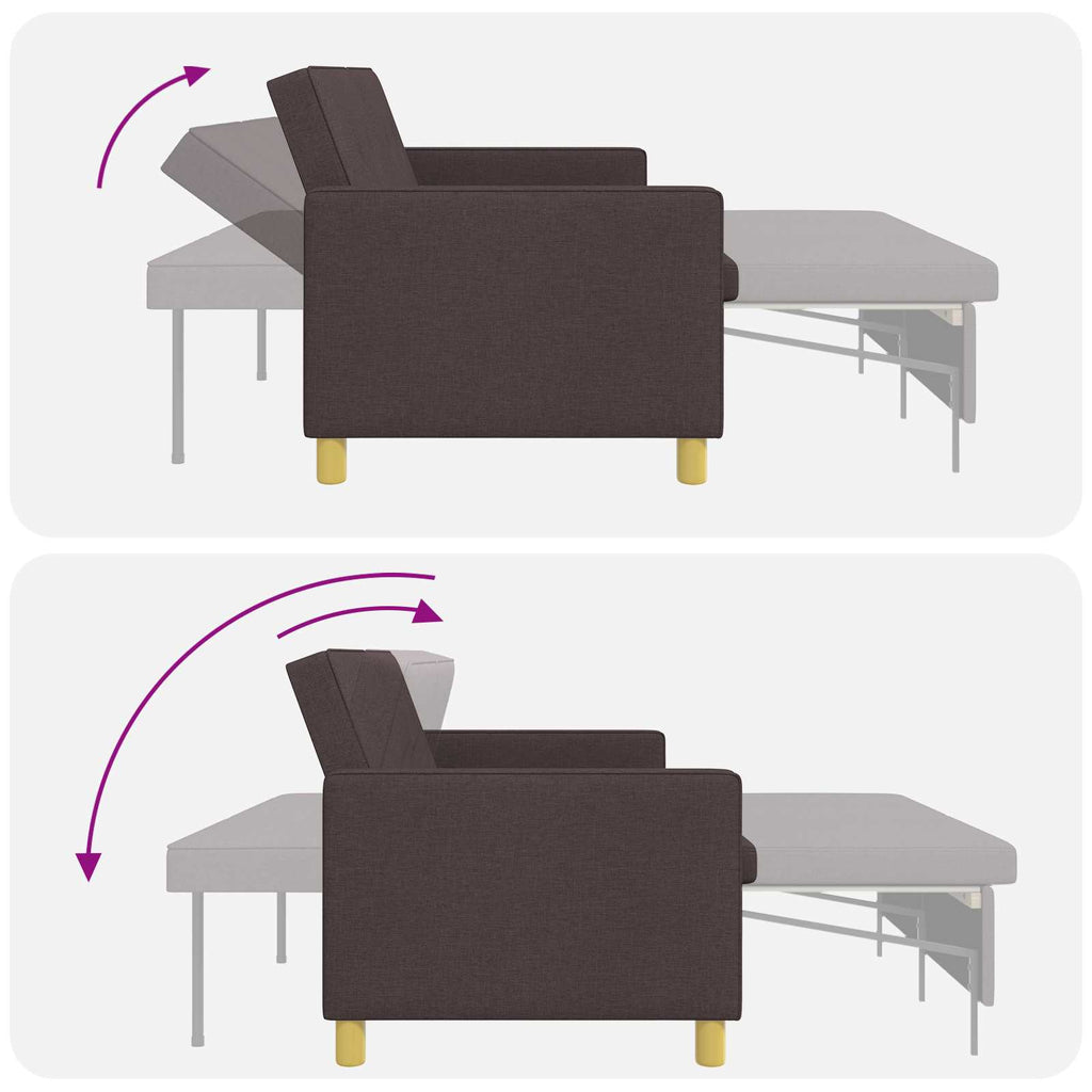 vidaXL Rozkładana sofa Ciemny brąz tkanina