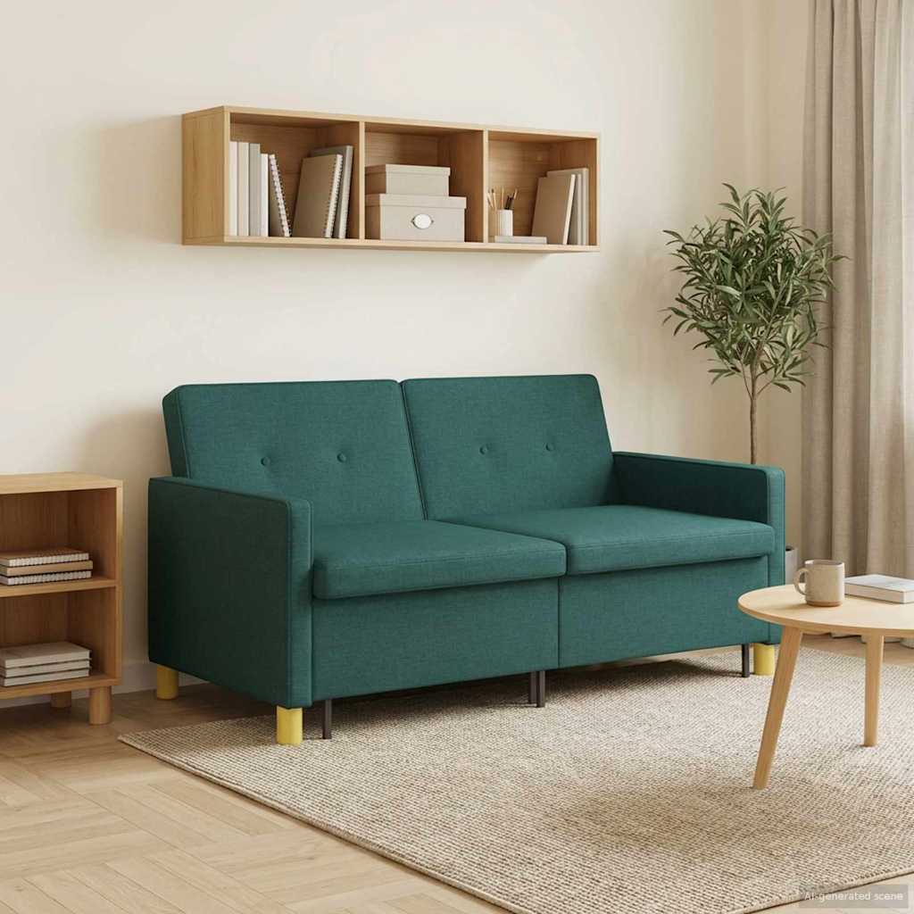 vidaXL Rozkładana sofa Ciemnozielony tkanina