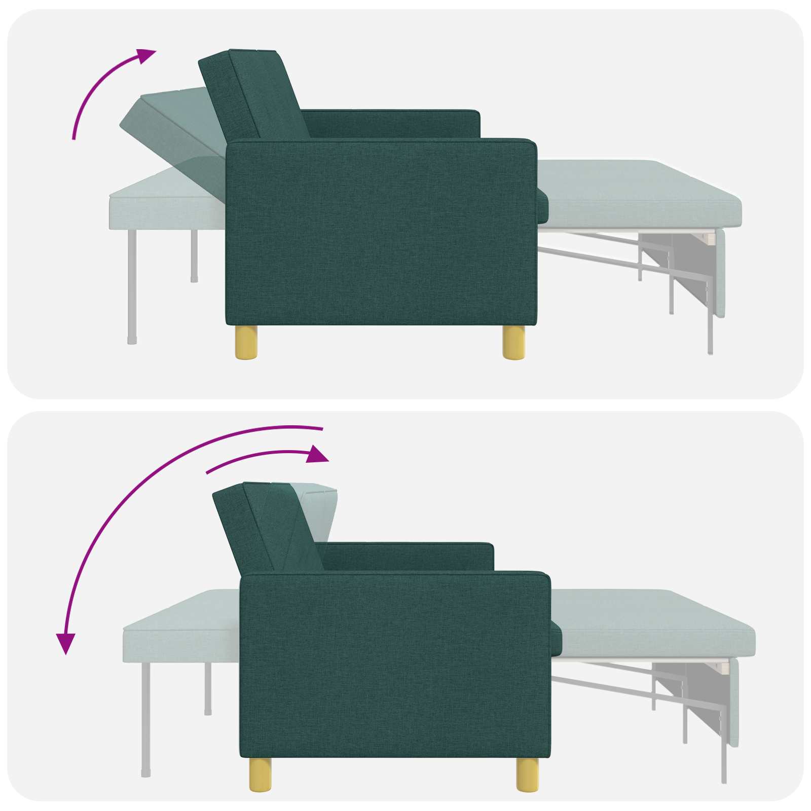 vidaXL Rozkładana sofa Ciemnozielony tkanina