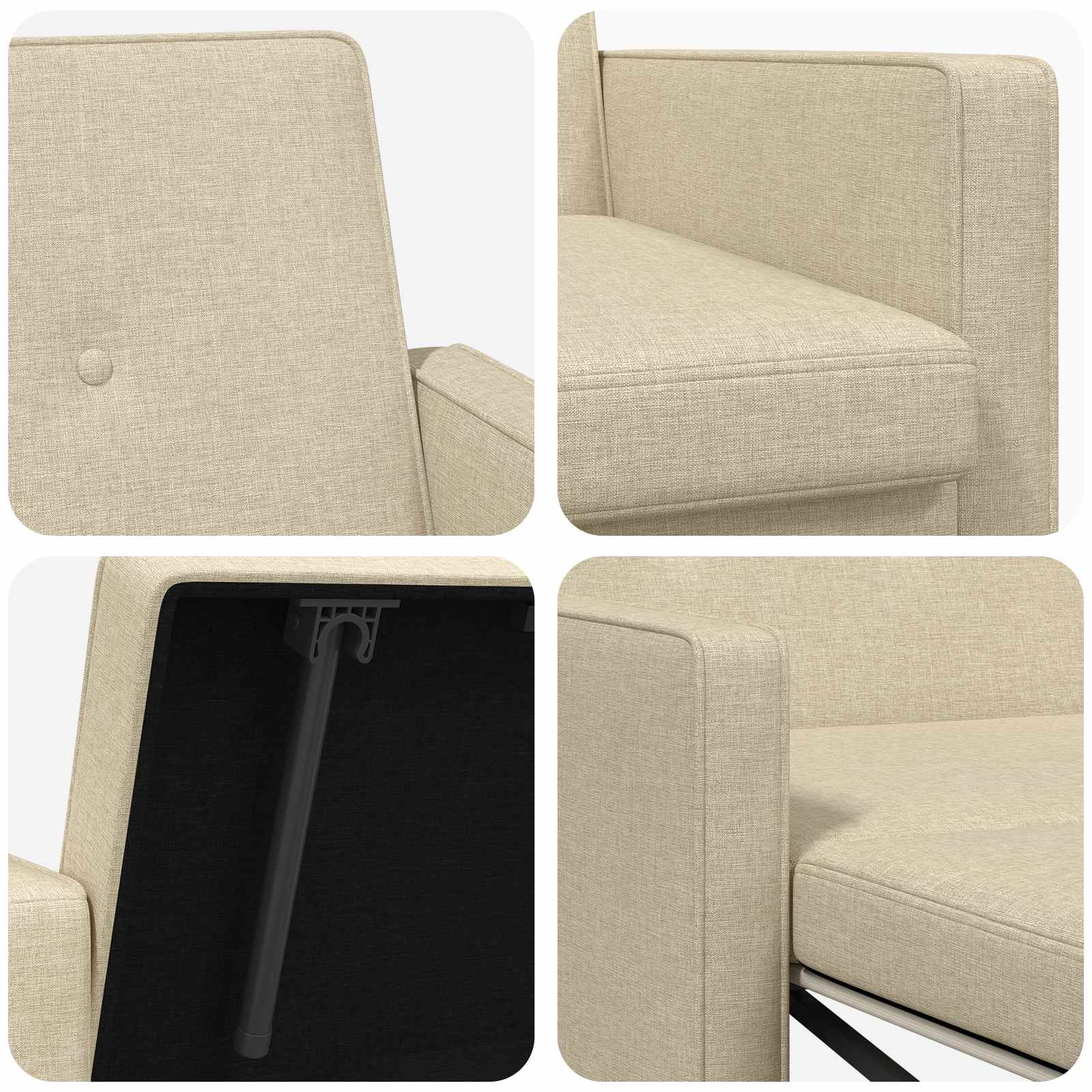 vidaXL Rozkładana sofa kremowy tkanina