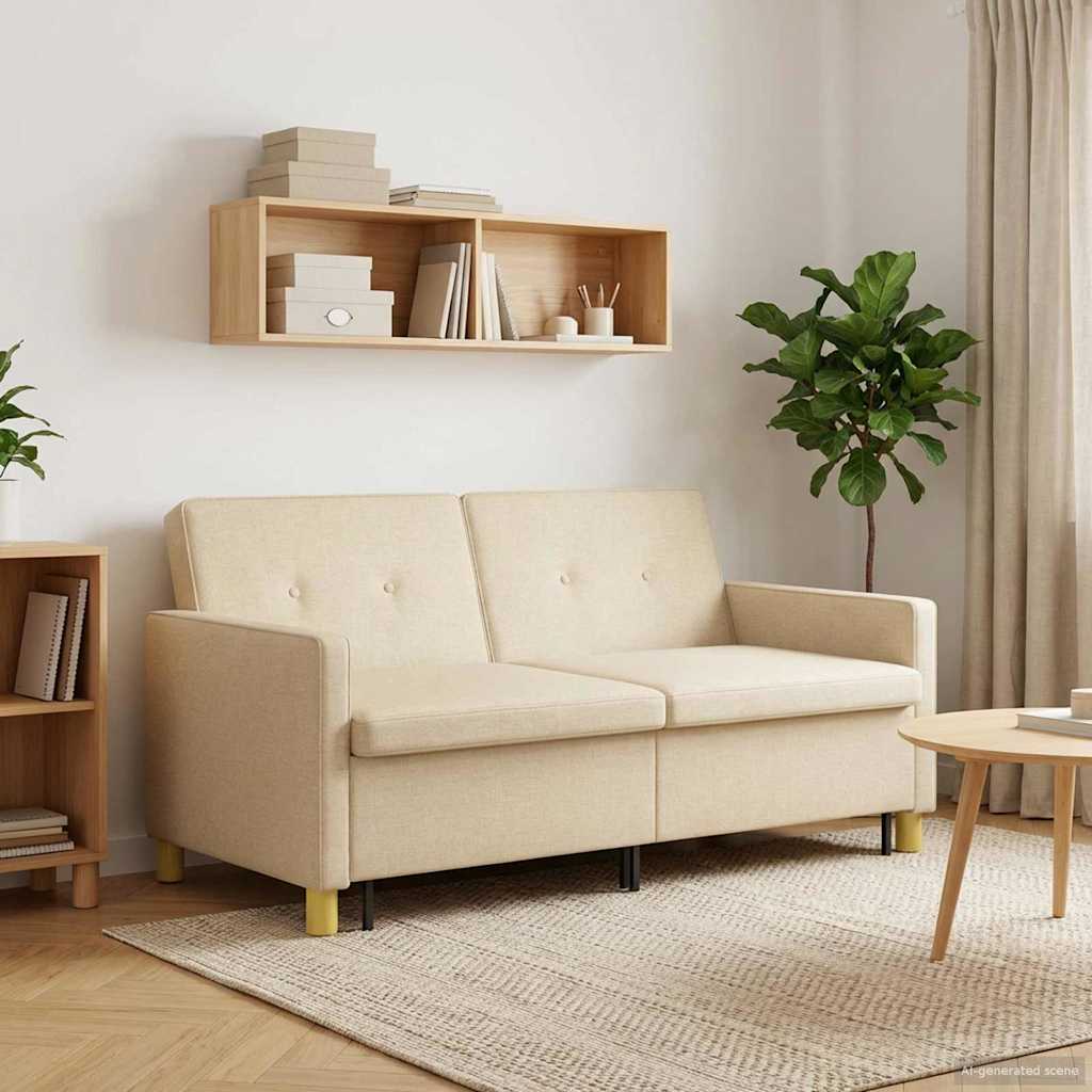 vidaXL Rozkładana sofa kremowy tkanina