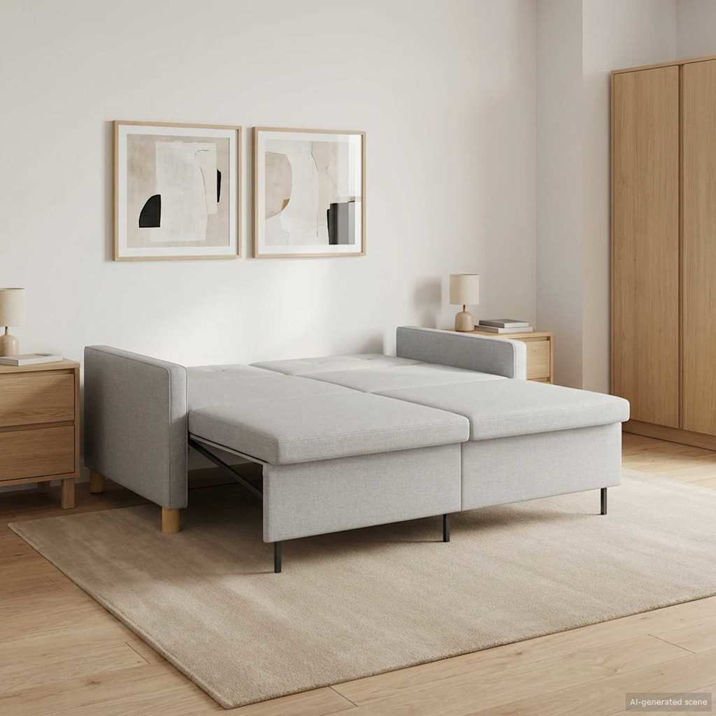 vidaXL Rozkładana sofa kremowy tkanina