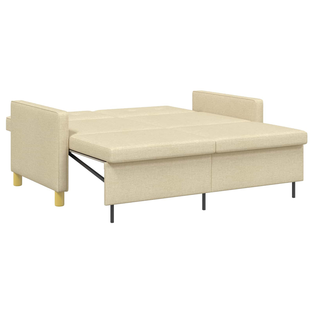 vidaXL Rozkładana sofa kremowy tkanina