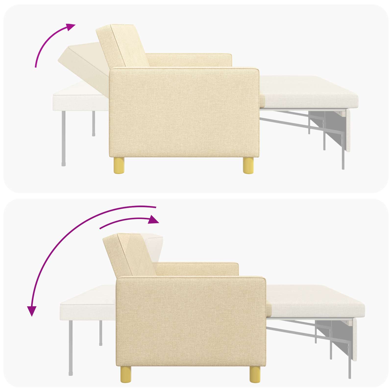 vidaXL Rozkładana sofa kremowy tkanina