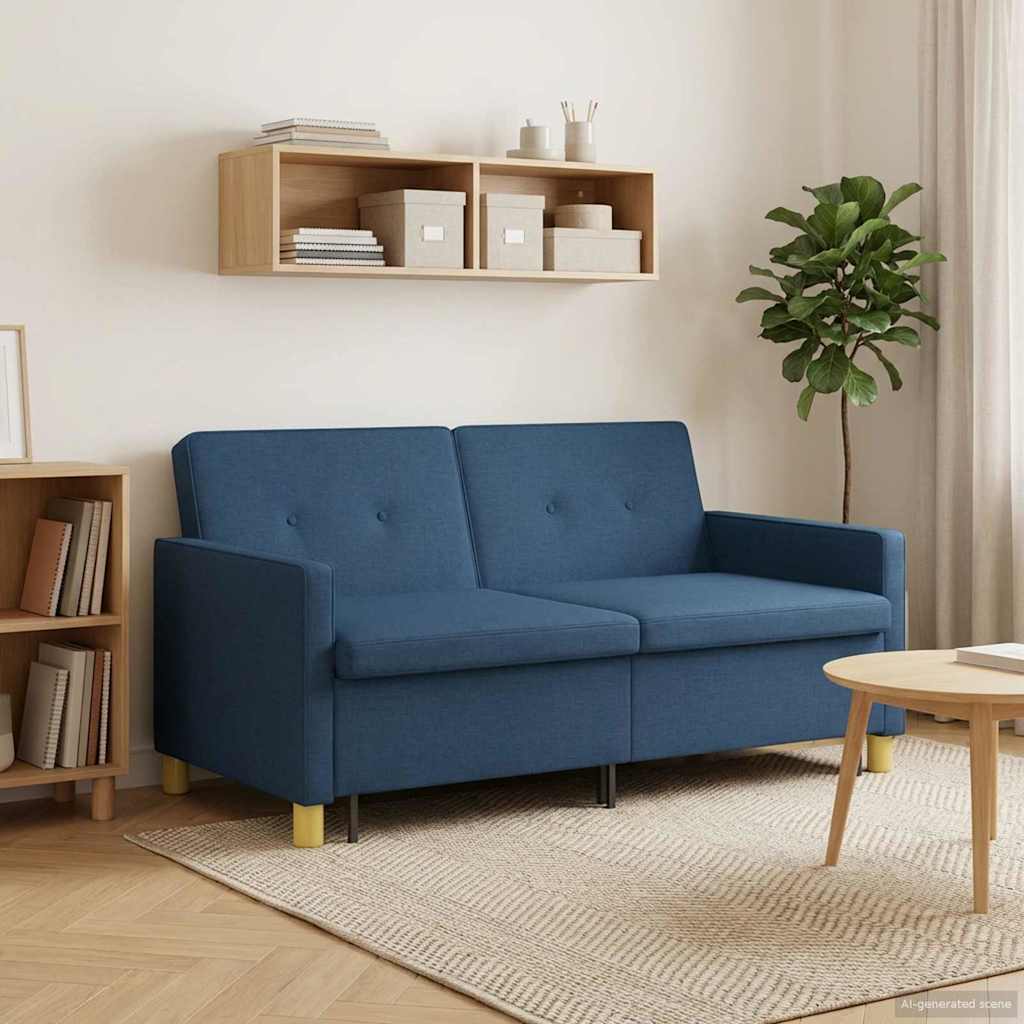 vidaXL Rozkładana sofa niebieski tkanina