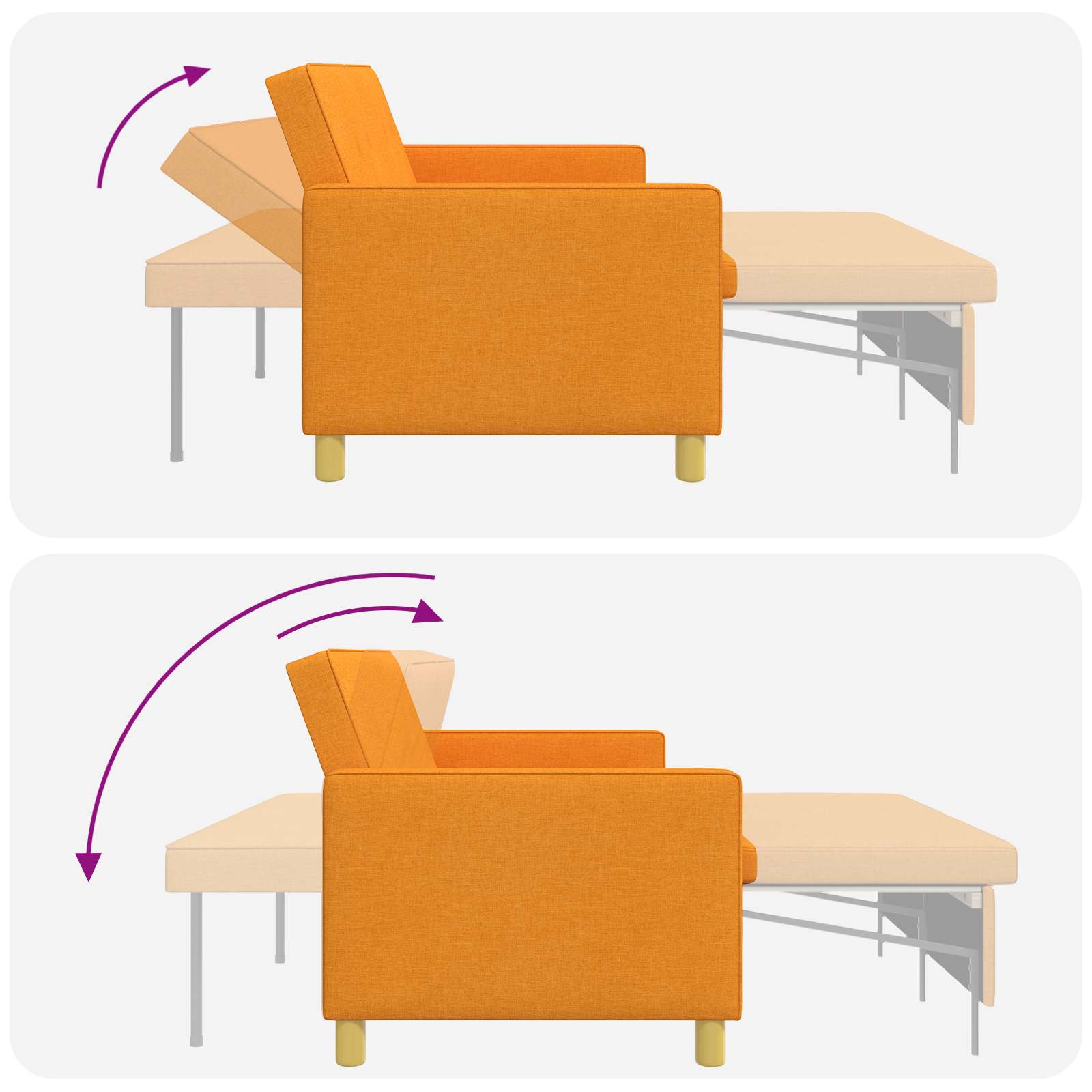 vidaXL Rozkładana sofa Ciemny Żółty tkanina