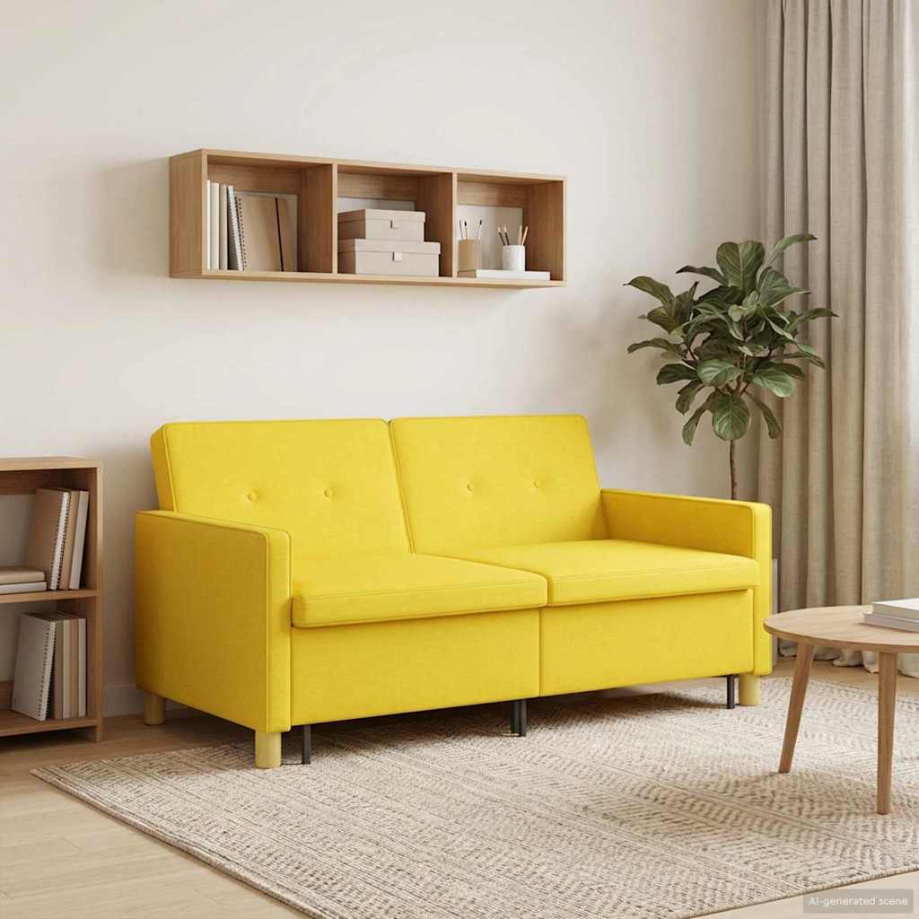vidaXL Rozkładana sofa Jasnożółty tkanina