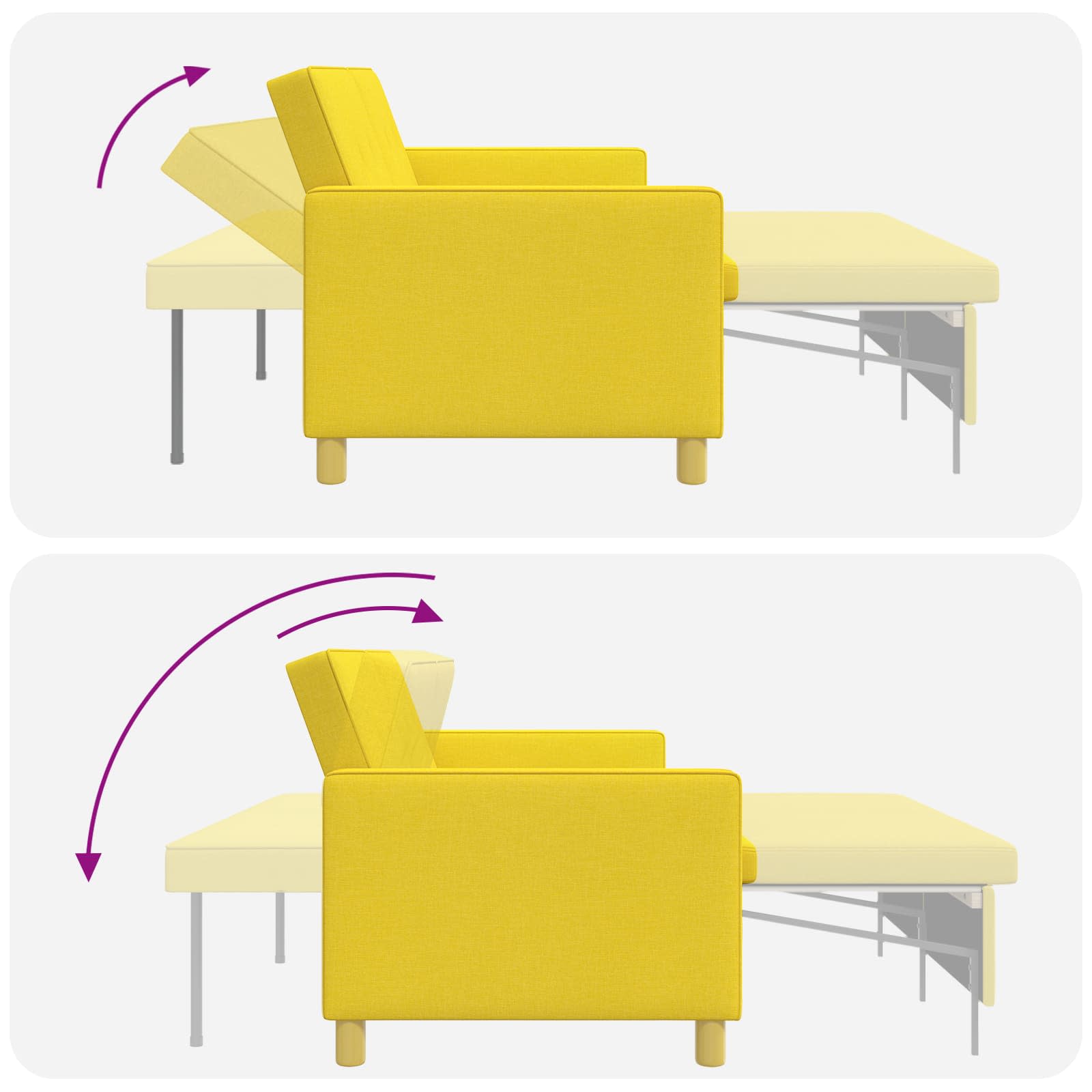 vidaXL Rozkładana sofa Jasnożółty tkanina