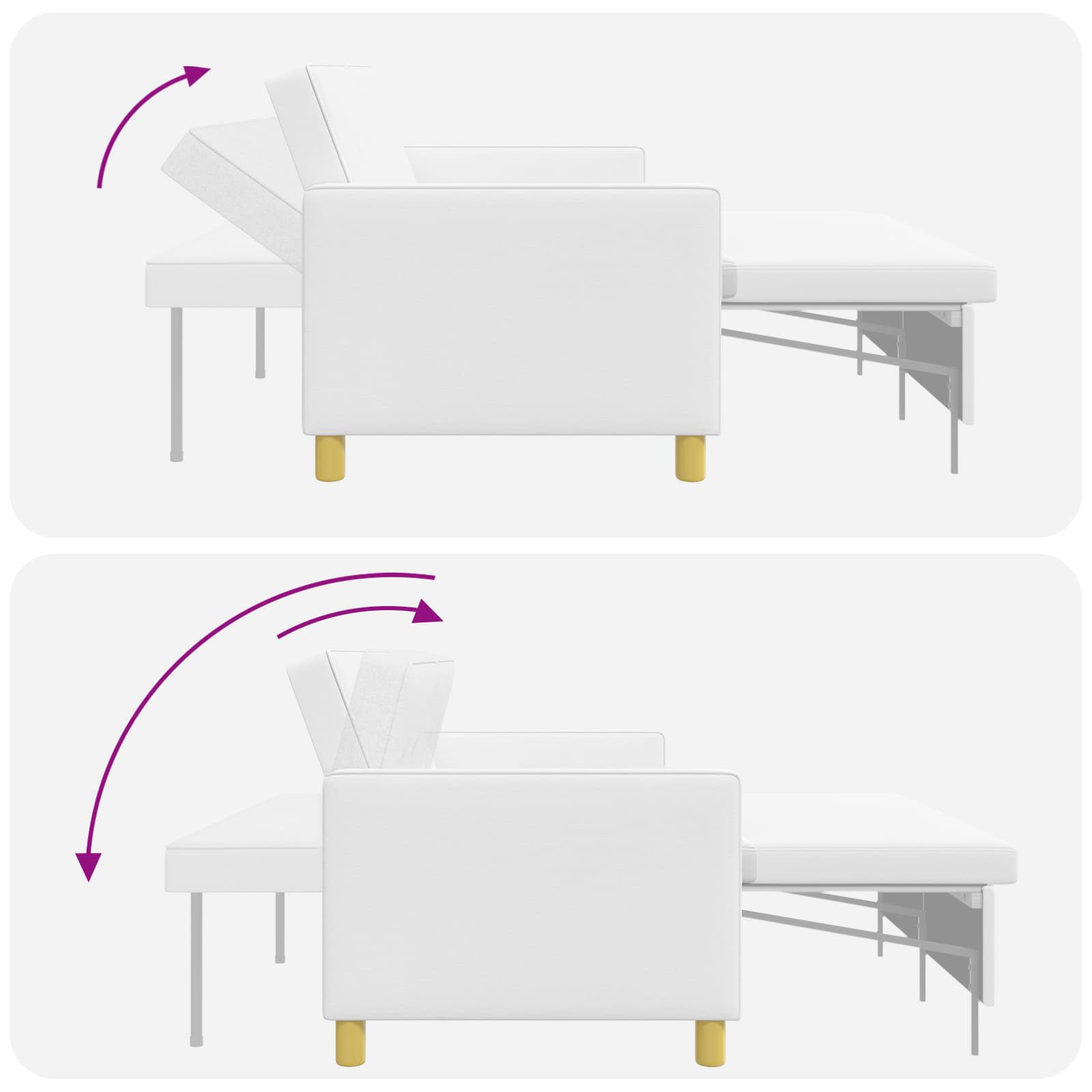 vidaXL Rozkładana sofa Biały tkanina