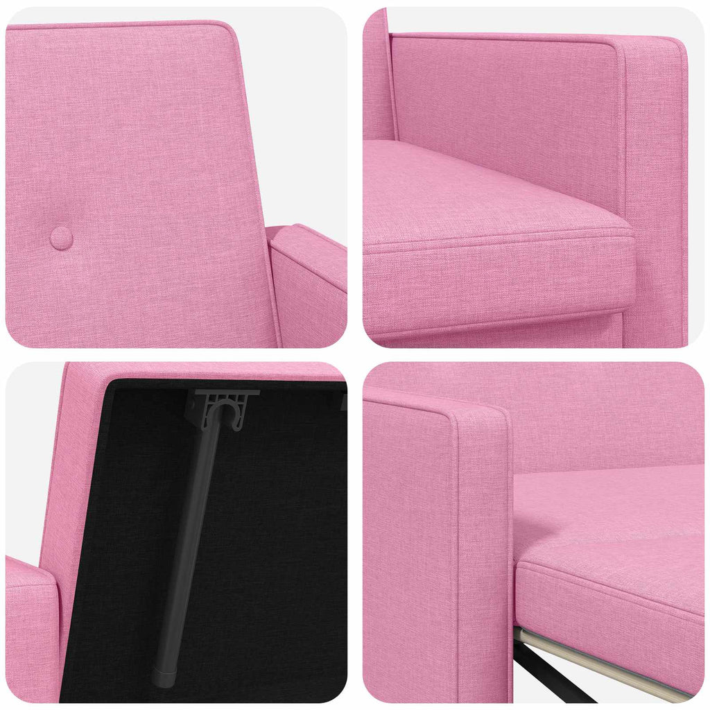 vidaXL Rozkładana sofa różowy tkanina
