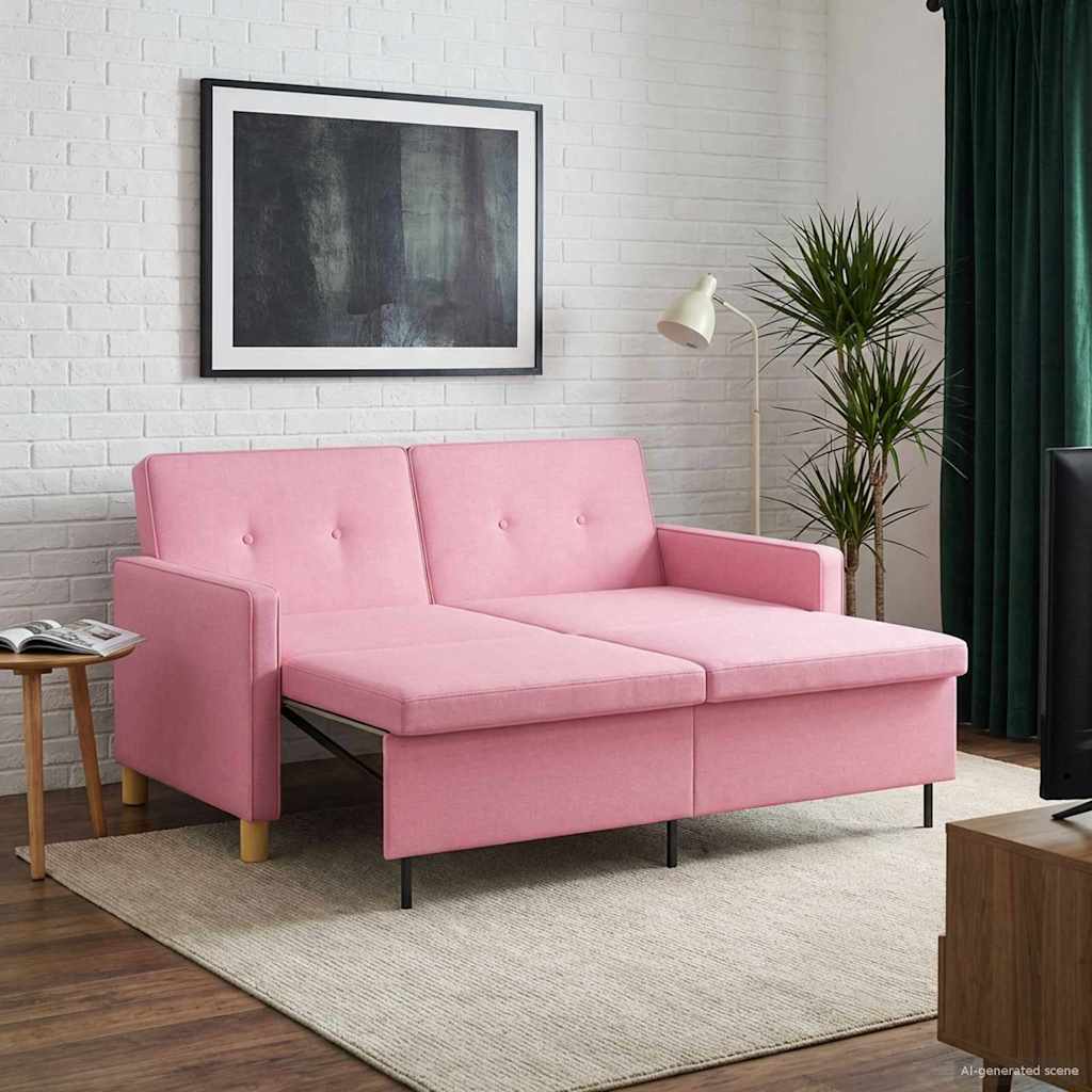 vidaXL Rozkładana sofa różowy tkanina