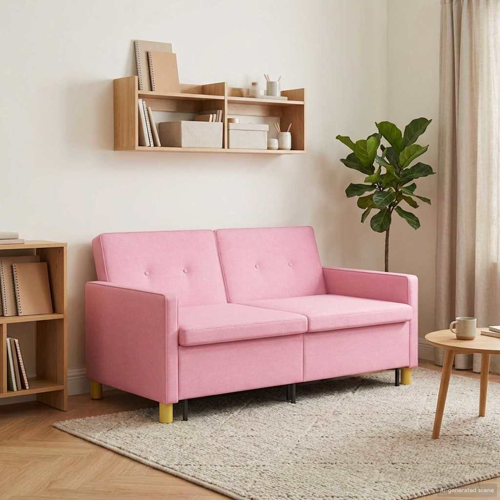 vidaXL Rozkładana sofa różowy tkanina