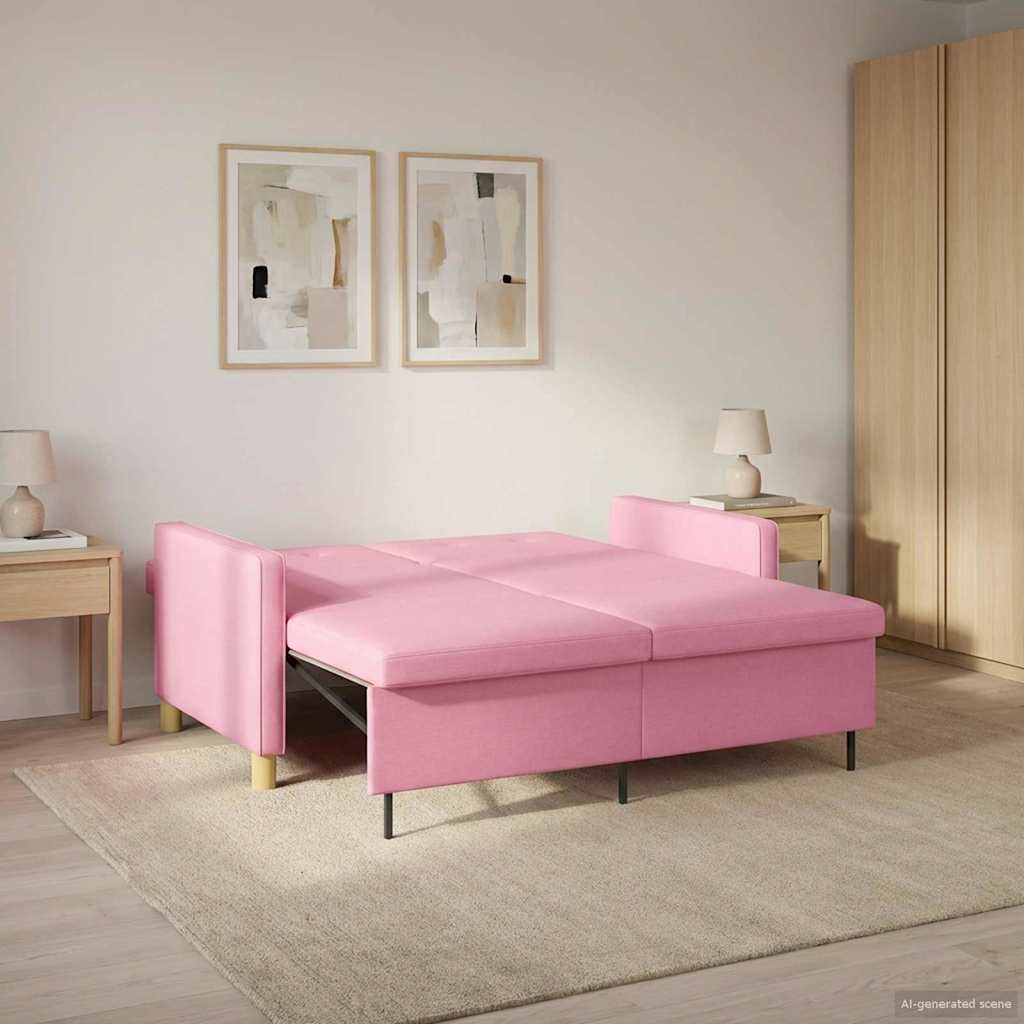 vidaXL Rozkładana sofa różowy tkanina