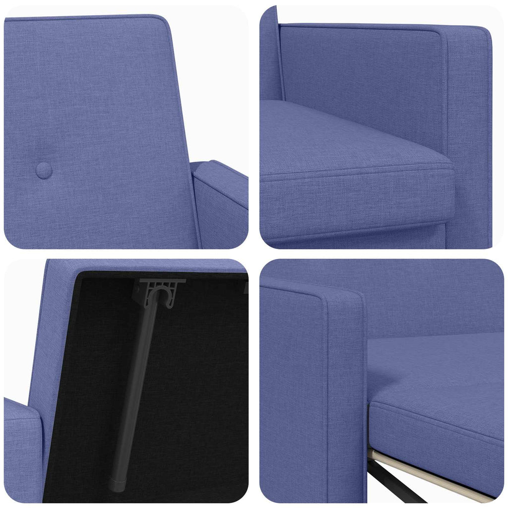 vidaXL Rozkładana sofa Niebieski dżins tkanina