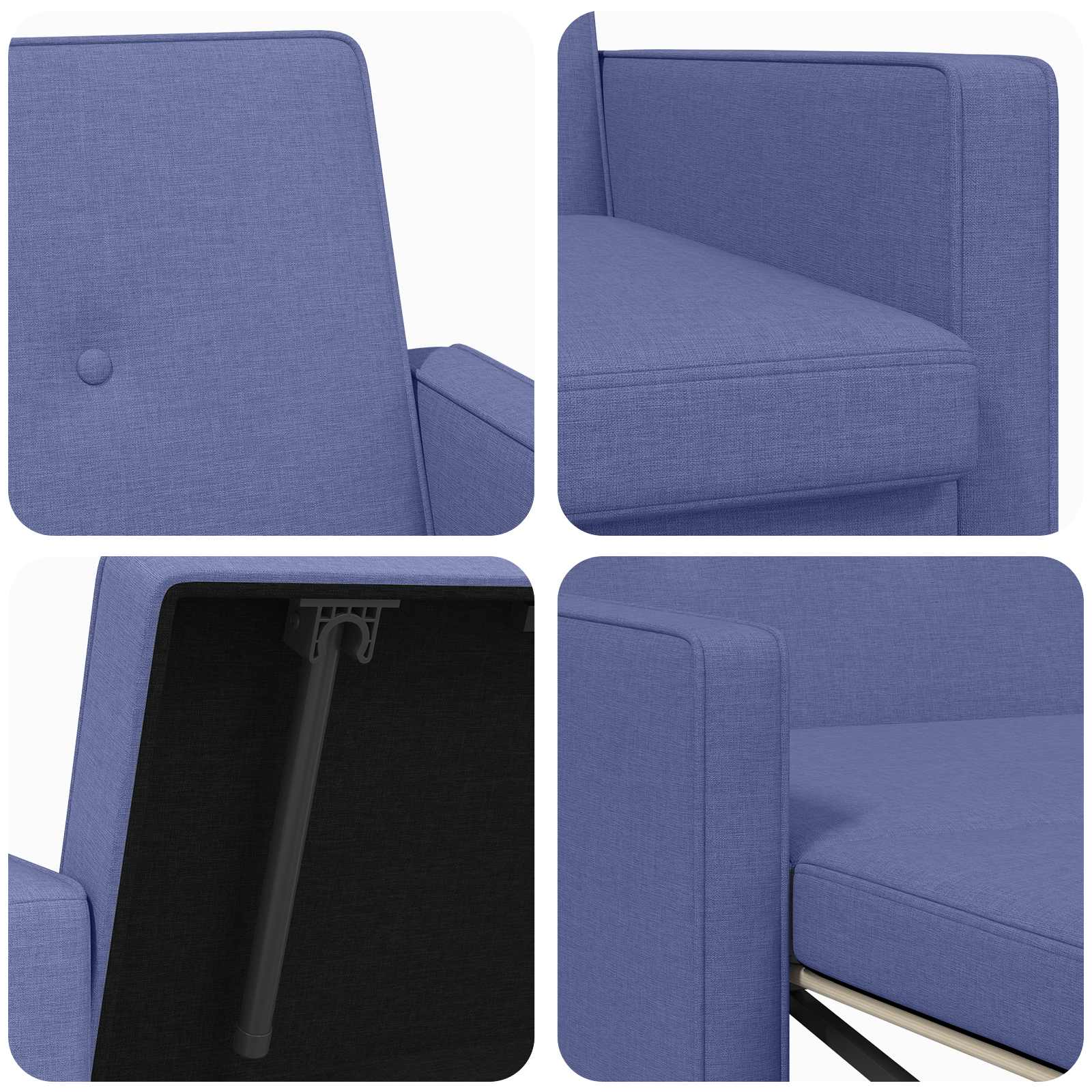 vidaXL Rozkładana sofa Niebieski dżins tkanina