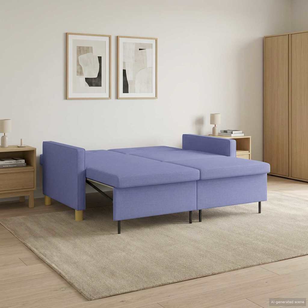 vidaXL Rozkładana sofa Niebieski dżins tkanina