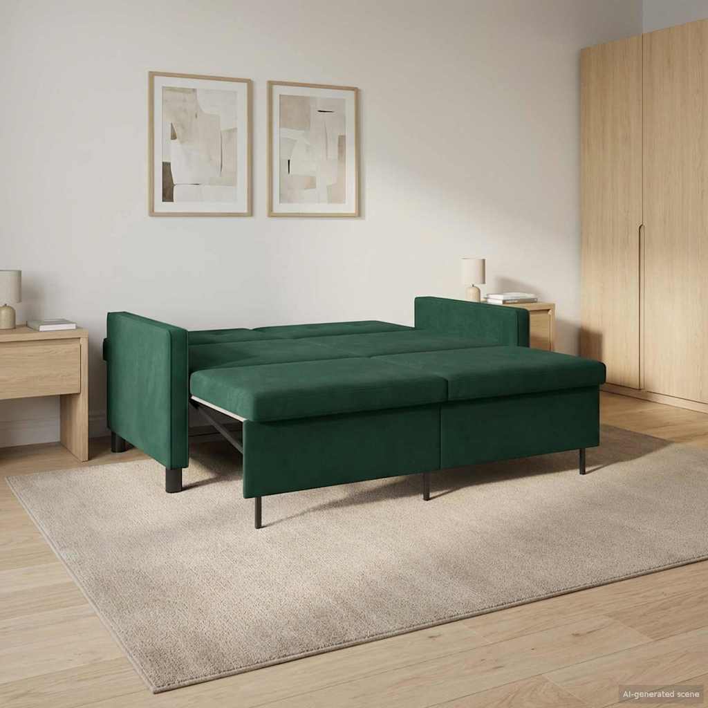 vidaXL Sofa Bed Ciemnozielony tkanina