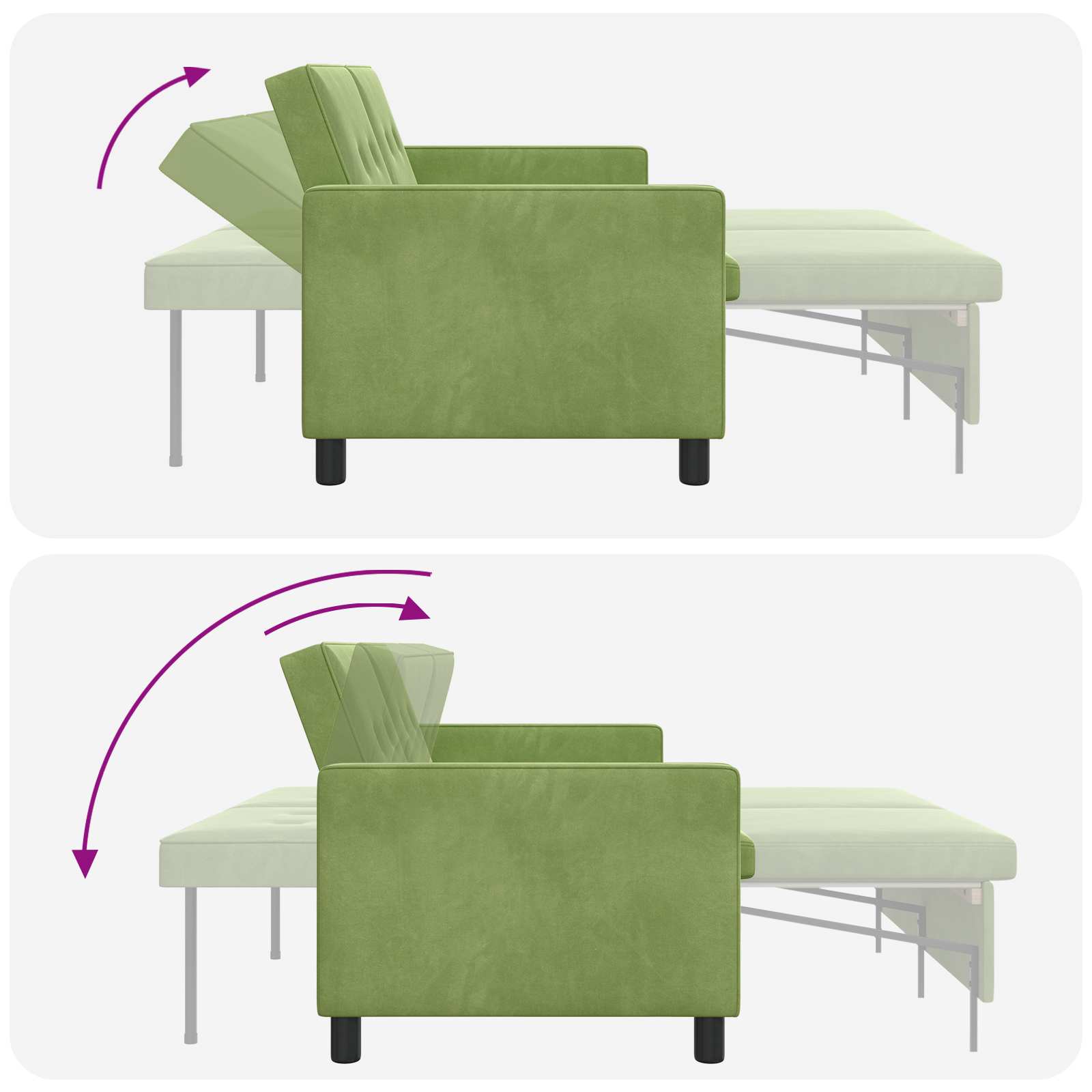 vidaXL Sofa Bed Jasnozielony tkanina