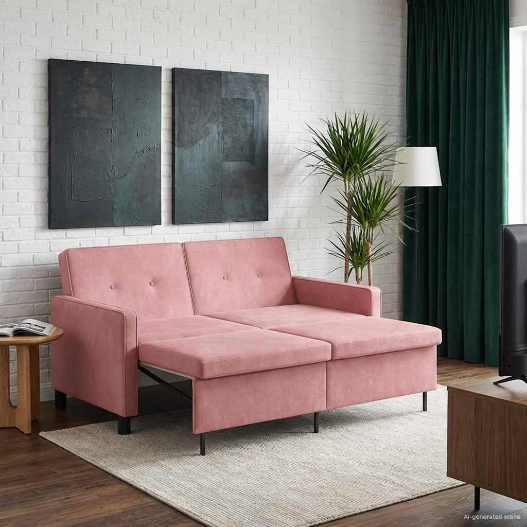vidaXL Sofa Bed różowy tkanina