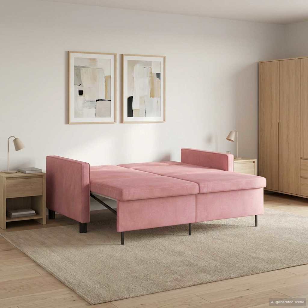 vidaXL Sofa Bed różowy tkanina
