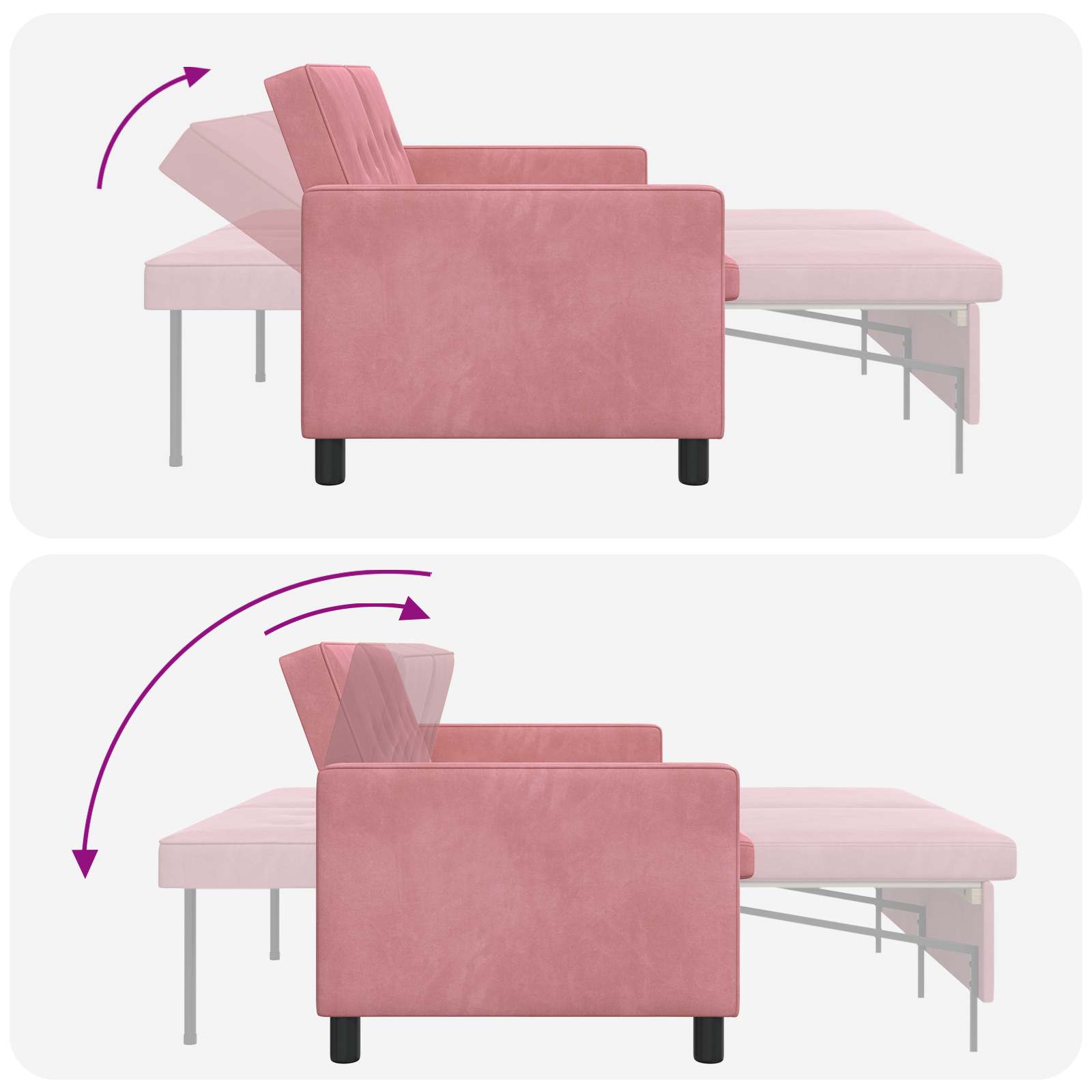 vidaXL Sofa Bed różowy tkanina