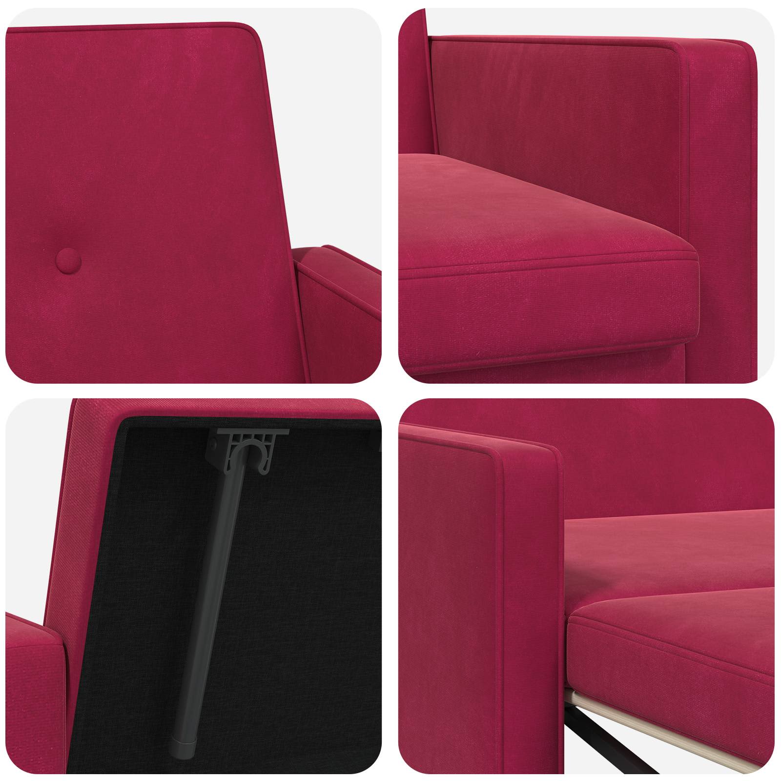 vidaXL Sofa Bed Czerwone wino tkanina