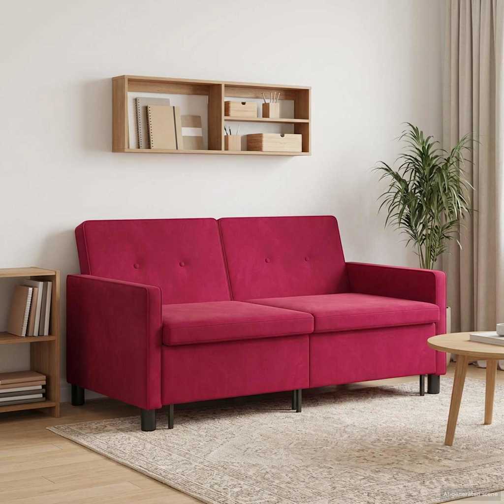 vidaXL Sofa Bed Czerwone wino tkanina