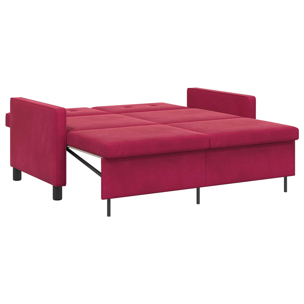 vidaXL Sofa Bed Czerwone wino tkanina