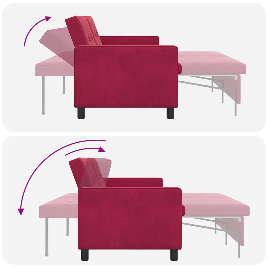 vidaXL Sofa Bed Czerwone wino tkanina